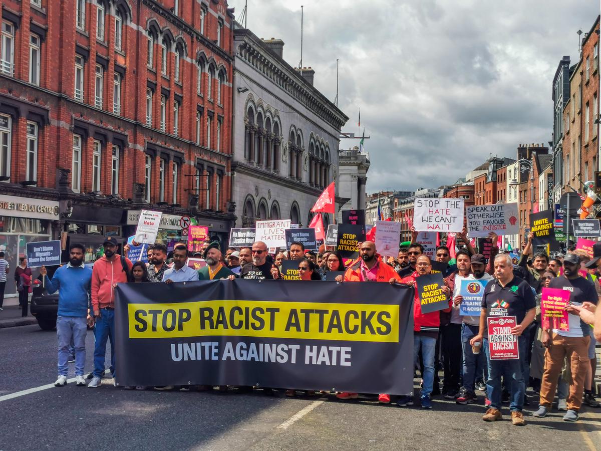 The protesters in Dublin. The protesters in Dublin.