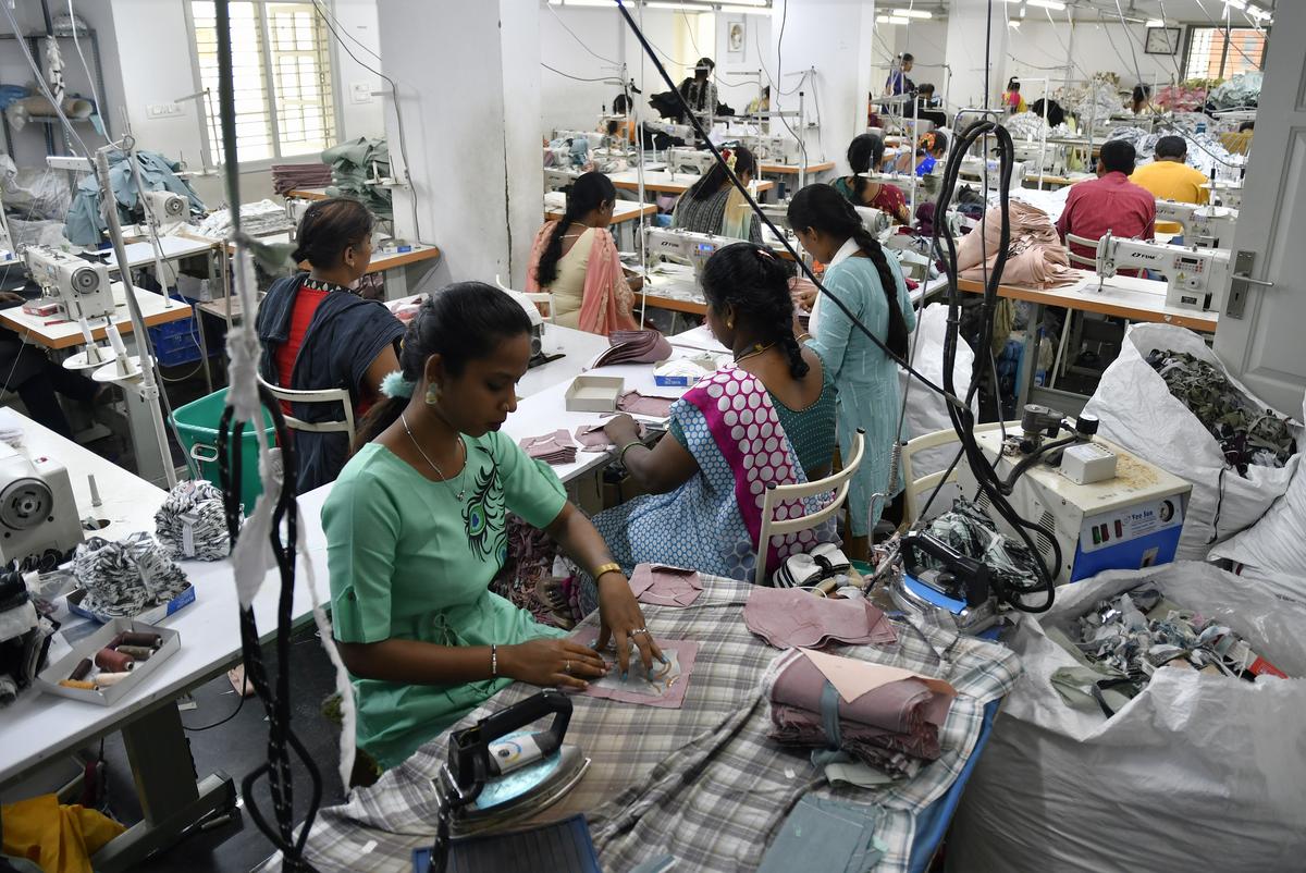 Garment workers at work at an apparel manufacturing unit in Bengaluru.